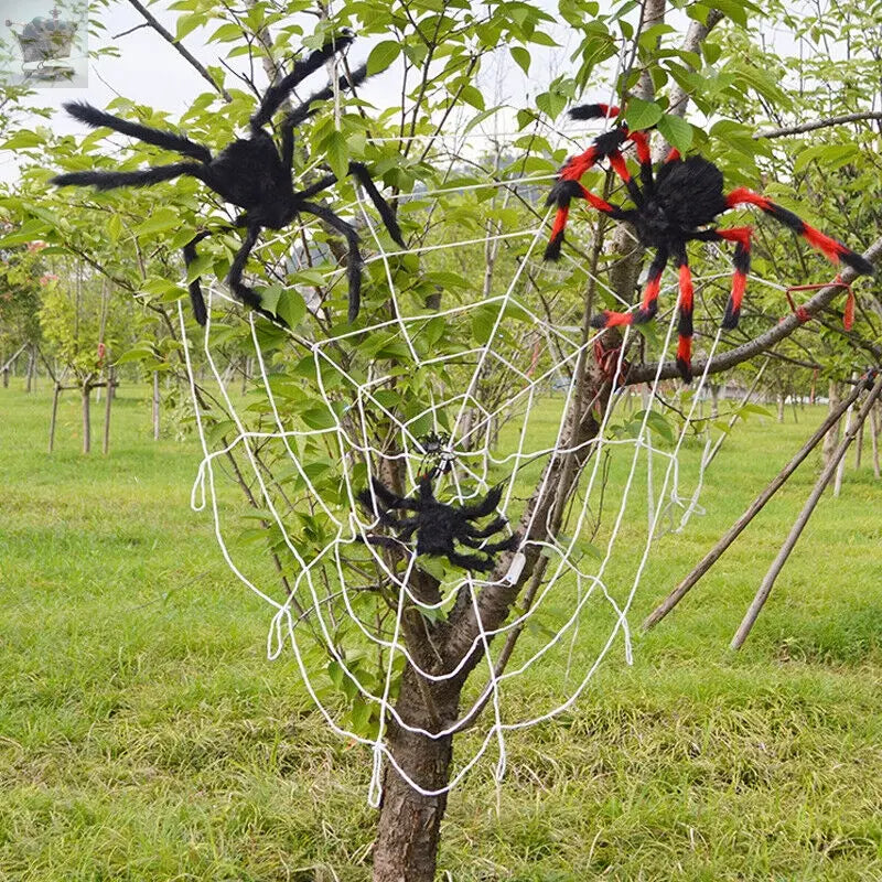 100 Led Halloween Decoration Giant Spider Web Lights Party Royalcart