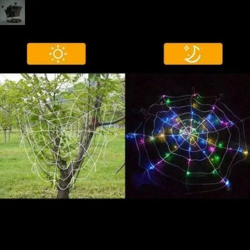 100 Led Halloween Decoration Giant Spider Web Lights Party Royalcart
