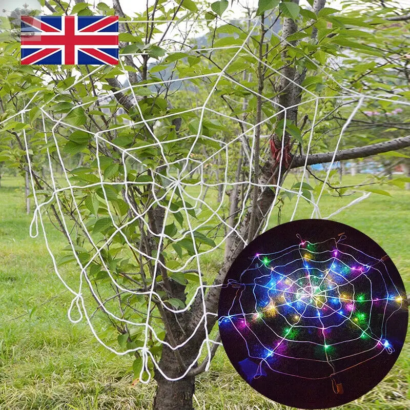 100 Led Halloween Decoration Giant Spider Web Lights Party Royalcart