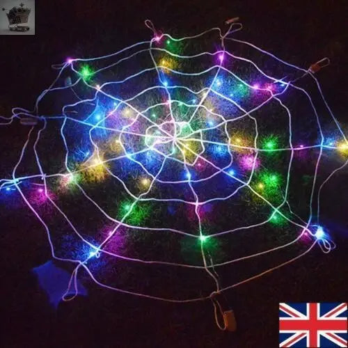 100 Led Halloween Decoration Giant Spider Web Lights Party Royalcart