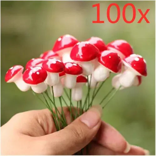 100X Mini Foam Mushroom Garden Ornament Flower Pot Bonsai Micro Landscape Decor Royalcart
