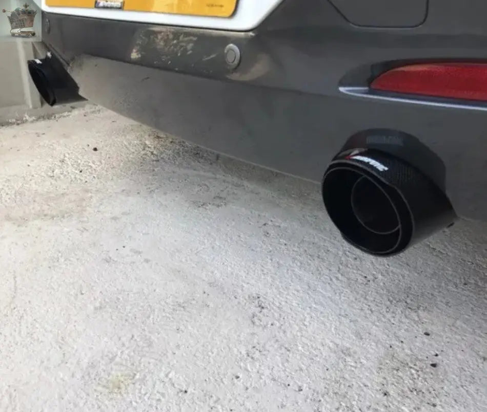 2 GLOSS BLACK CARBON FIBRE AKRAPOVIC EXHAUST TIPS 4.5β UNIVERSAL TAILPIPE - Royalcart