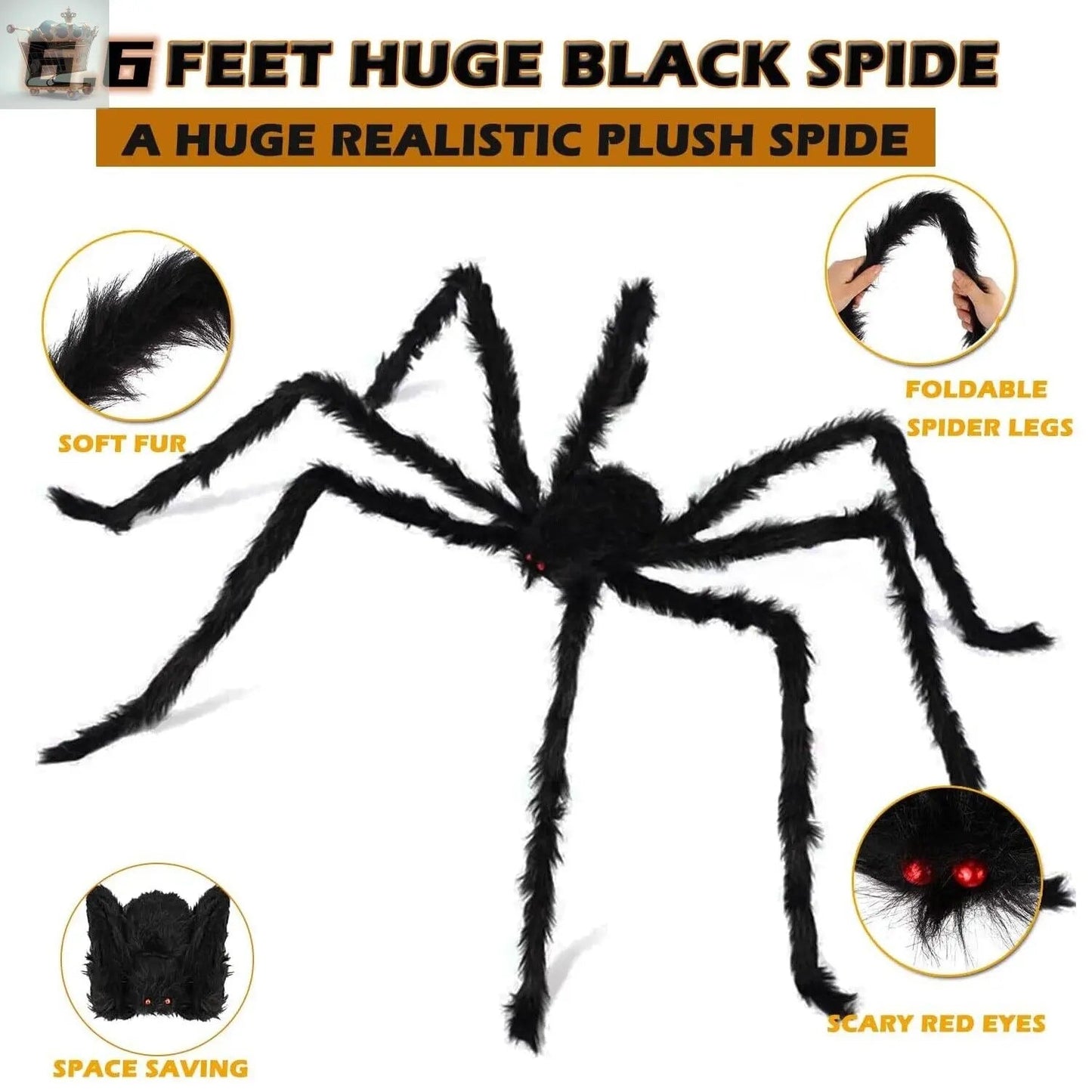 2M Hairy Giant Spider Halloween Prop Royalcart
