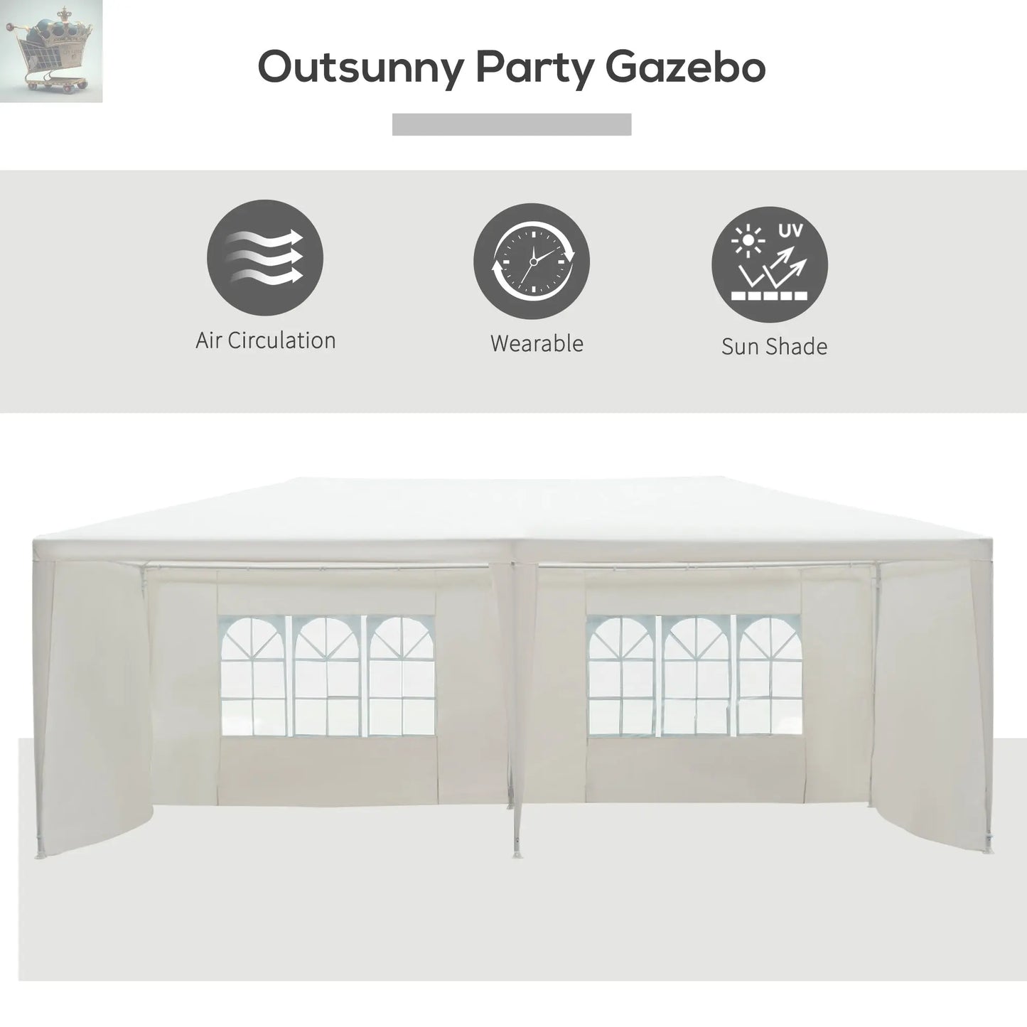 3x6m Gazebo Canopy With sides Gearcourt