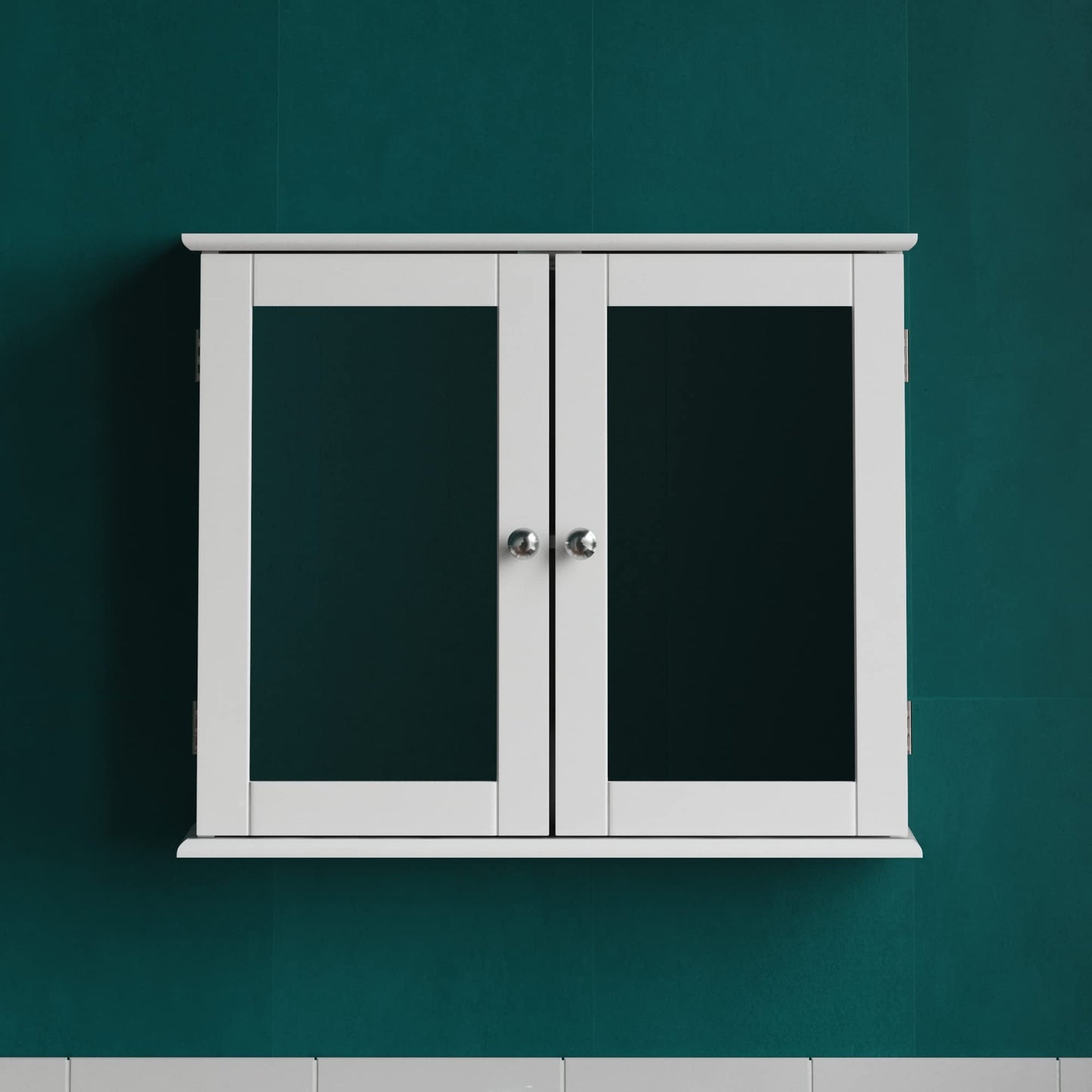 Double Door Mirrored Bathroom Cabinet Storage Cupboard Wall Mounted Royalcart