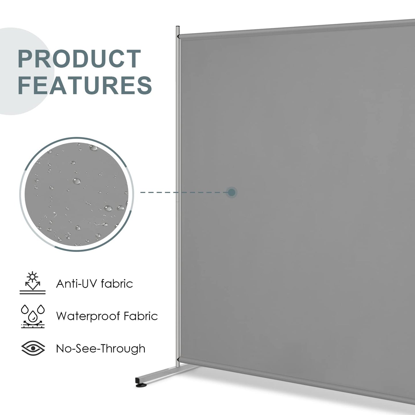 Single Large Panel Room Divider Privacy Screen for Office Freestanding Divider 71''W x 71''H