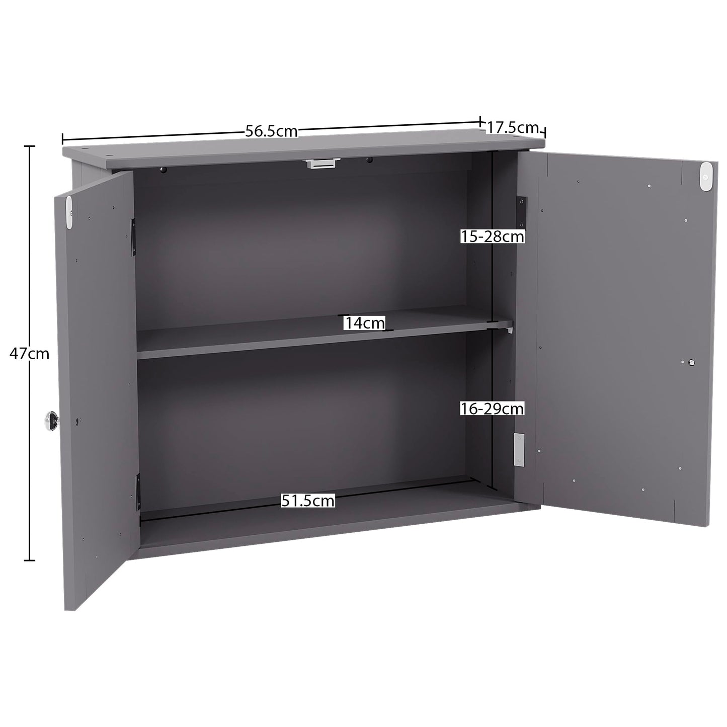 Double Door Mirrored Bathroom Cabinet Storage Cupboard Wall Mounted Royalcart