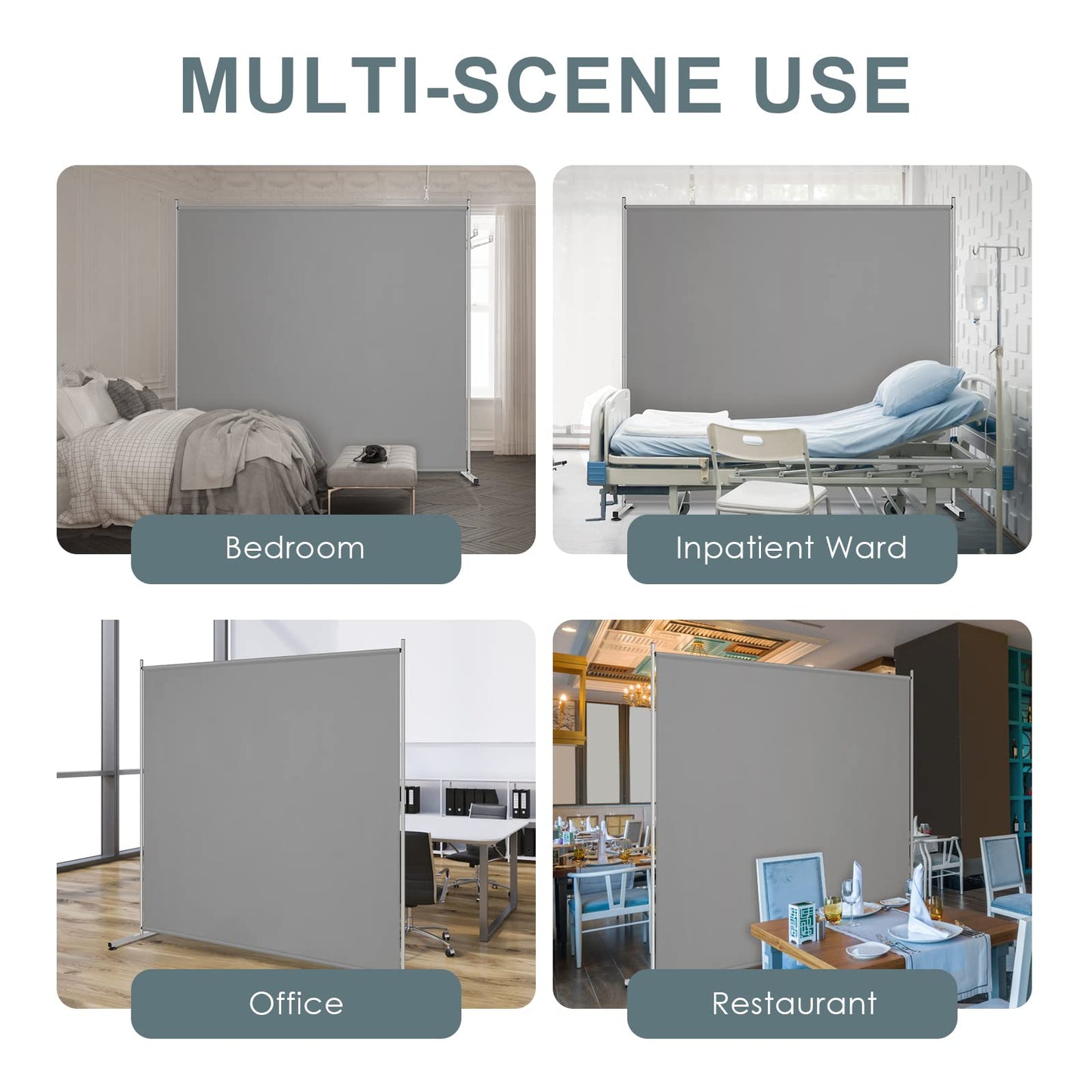 Single Large Panel Room Divider Privacy Screen for Office Freestanding Divider 71''W x 71''H