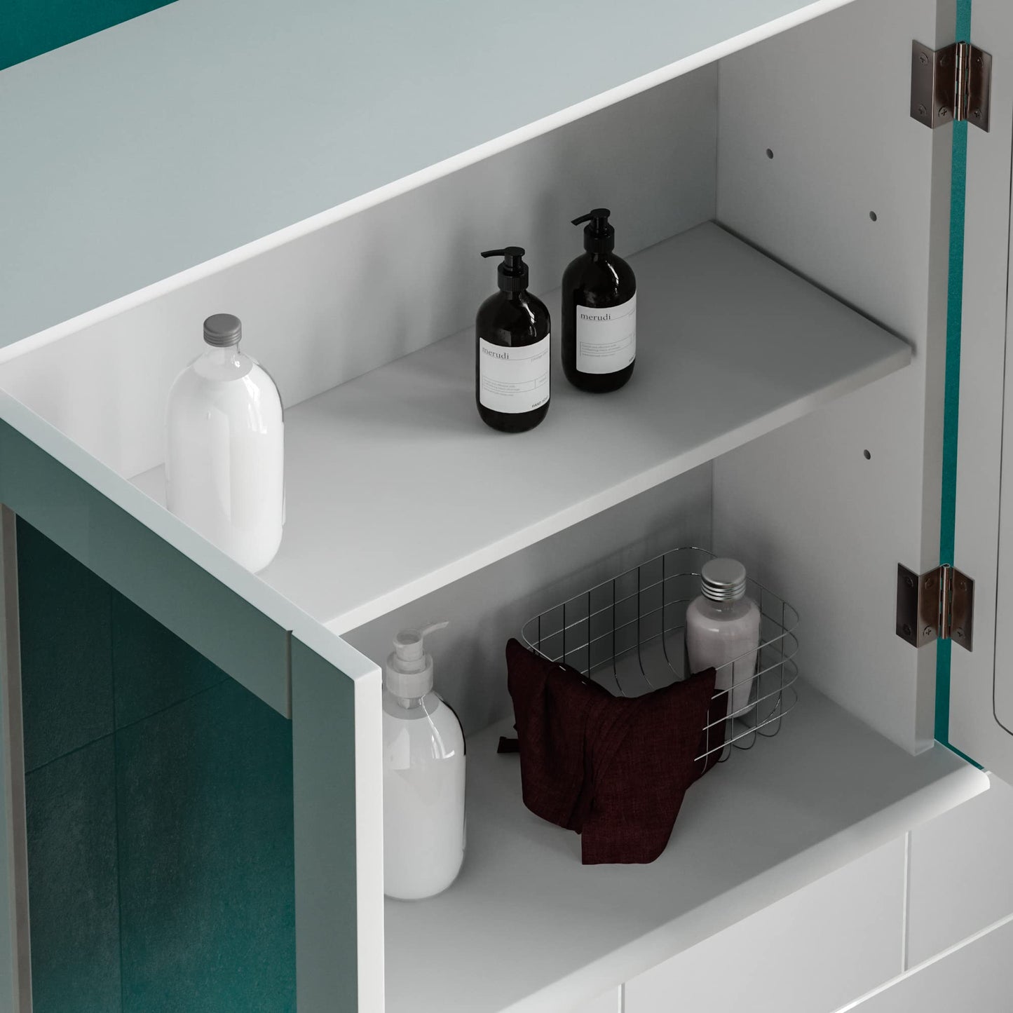 Double Door Mirrored Bathroom Cabinet Storage Cupboard Wall Mounted Royalcart
