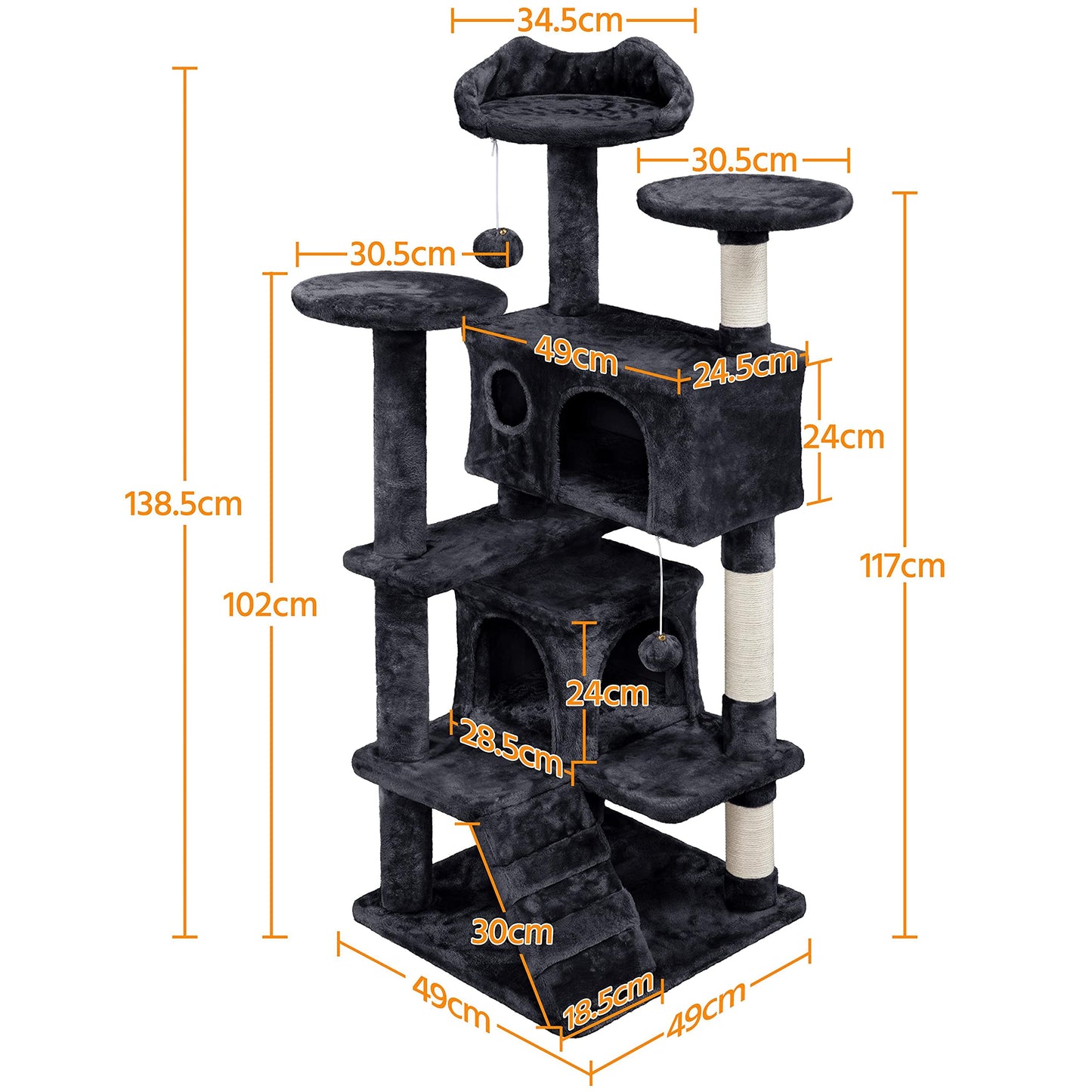 Cat Tree Cat Tower Cat Condo with Scratching Posts & Ladder for Cats Kittens
