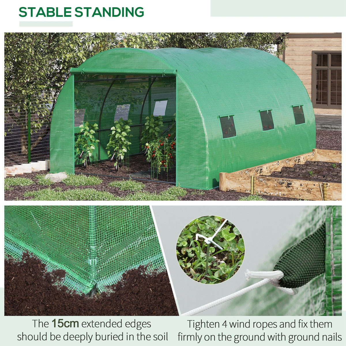 Walk-in Greenhouse Galvanised Frame Polly Tunnel Patio Garden Outdoor Polytunnel