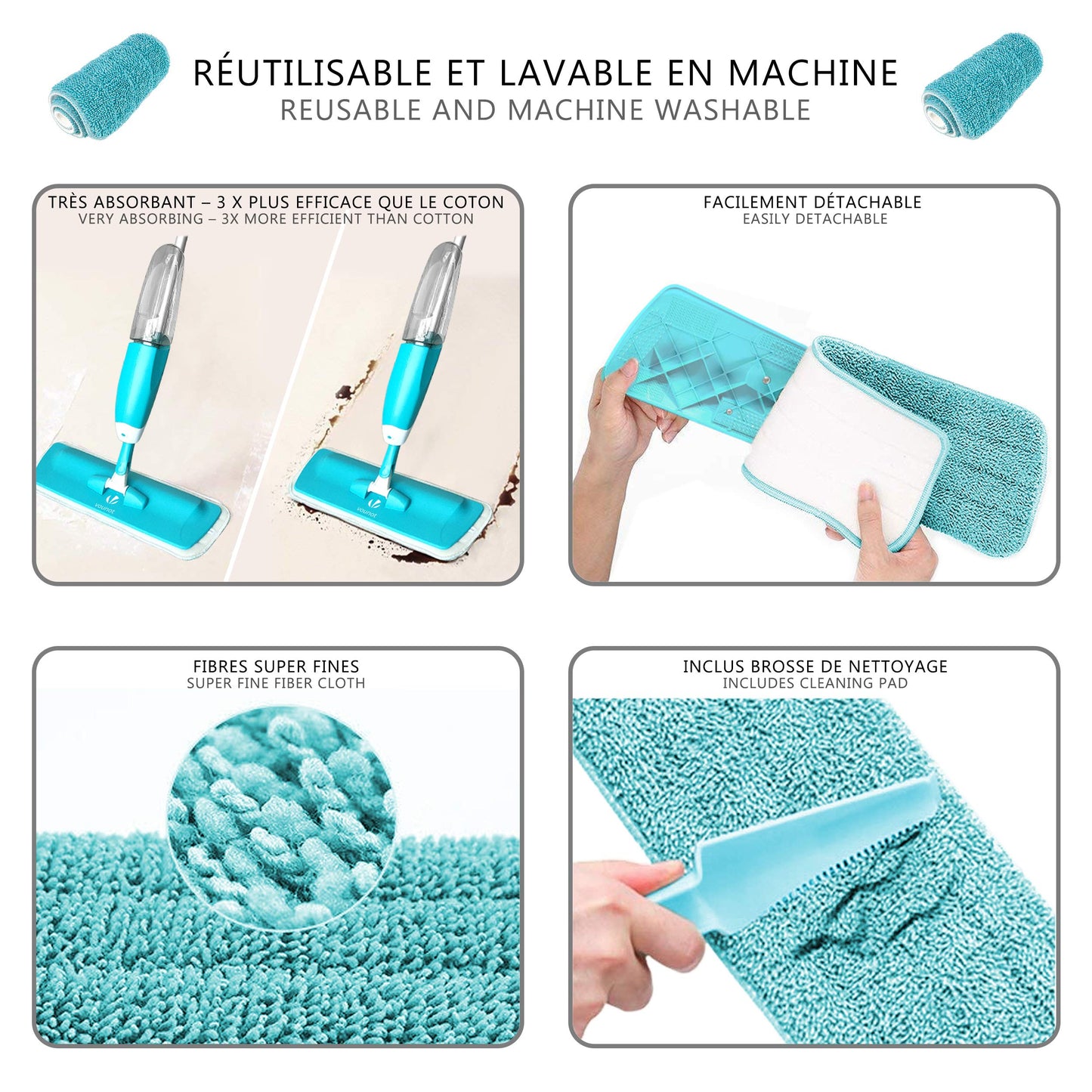 Microfibre Spary Mop with 2 Washable Pades & Refillable Bottle 360 Degree Spin Mop for Floor