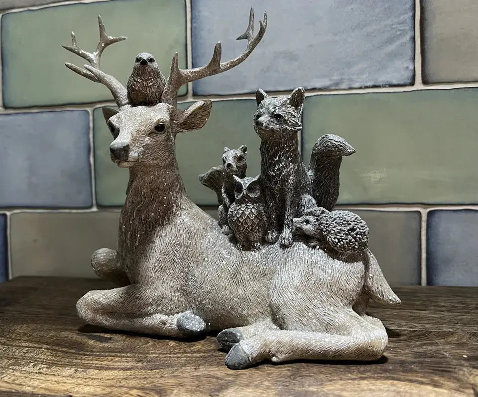 Heaven Sends 18.5cm Deer & Friends Stag Woodland Animal Glitter Sparkle Ornament Royalcart