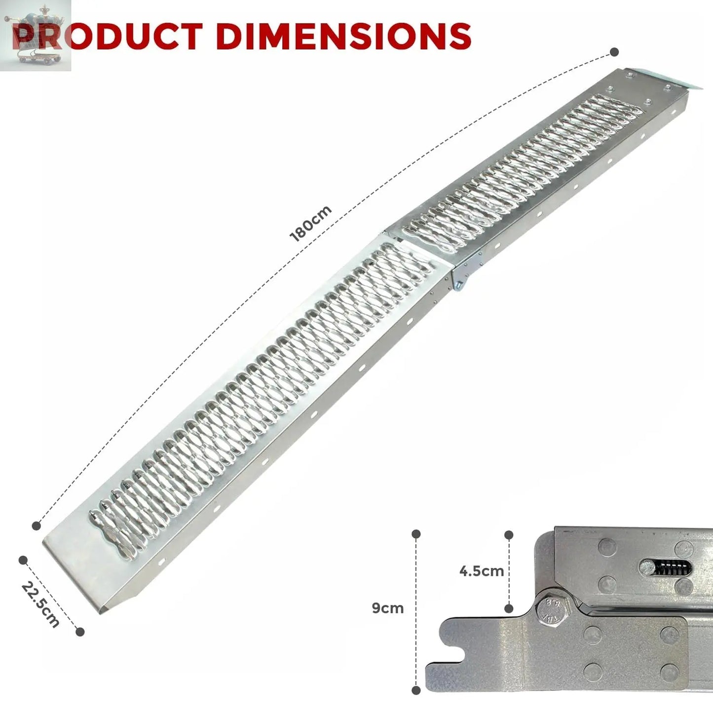 Heavy Duty Folding Ramps Galvanized Non-Slip Foldable Steel Access Ramps for Motorcycle, Car, Bike, Van & Accessible Vehicles - Max Loading Capacity 400 Kg Royalcart