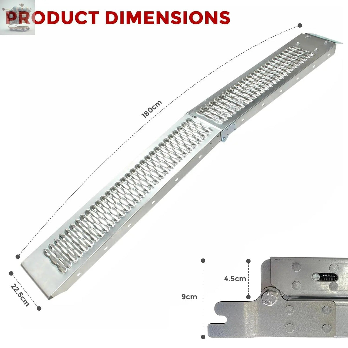 Heavy Duty Folding Ramps Galvanized Non-Slip Foldable Steel Access Ramps for Motorcycle, Car, Bike, Van & Accessible Vehicles - Max Loading Capacity 400 Kg Royalcart