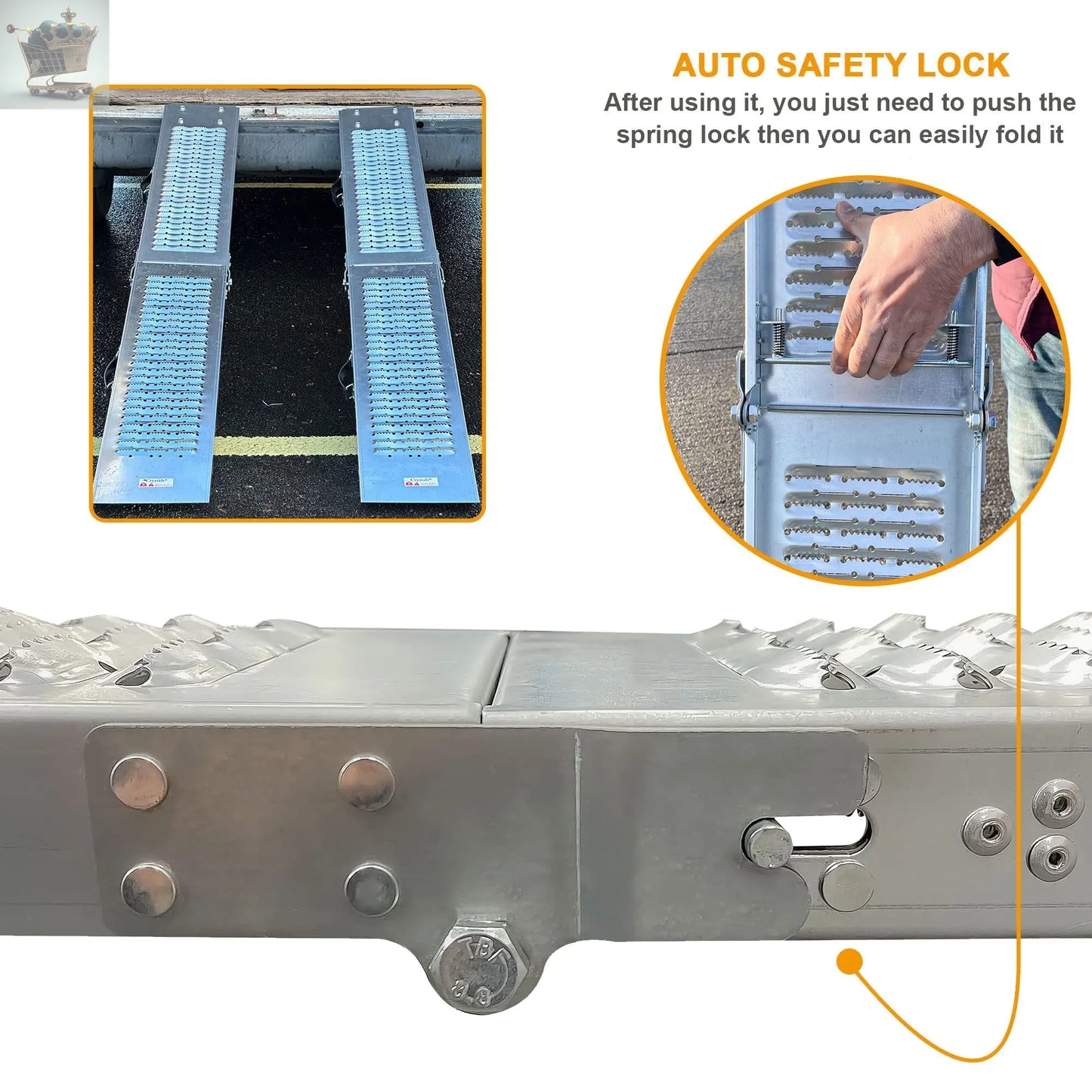 Heavy Duty Folding Ramps Galvanized Non-Slip Foldable Steel Access Ramps for Motorcycle, Car, Bike, Van & Accessible Vehicles - Max Loading Capacity 400 Kg Royalcart
