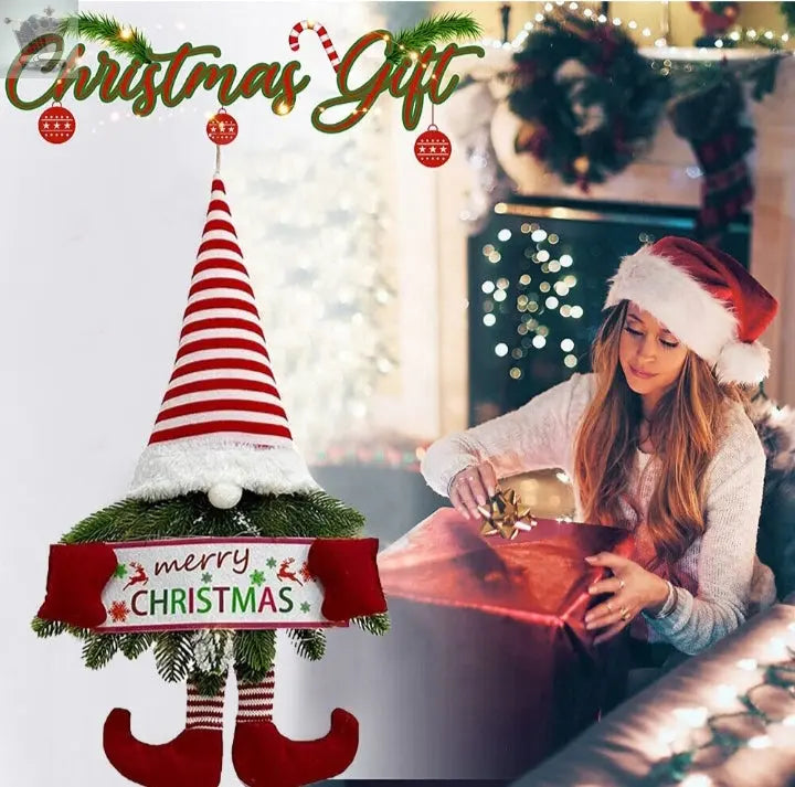 Large Christmas Wreath Santa Gnome Garland Outdoor Front Door Wall Decorations Royalcart