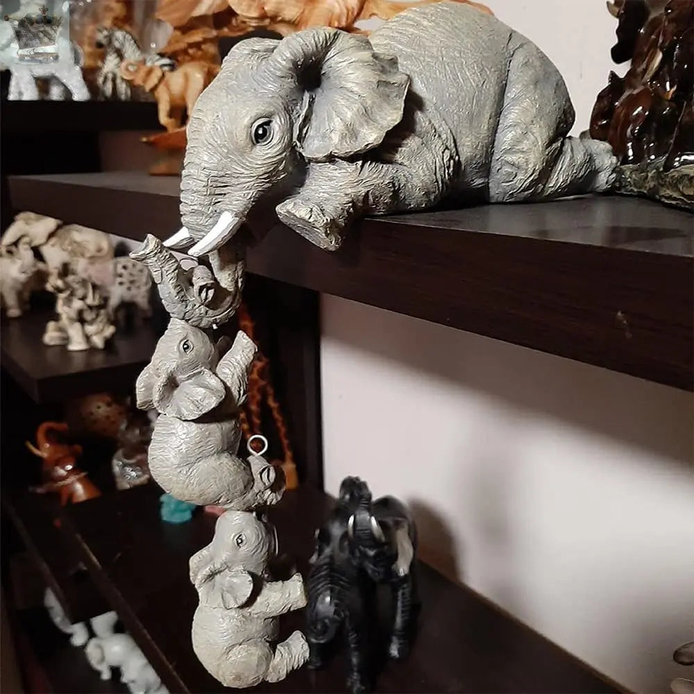 Vintage 3 Mother Elephant Baby Ornaments Royalcart