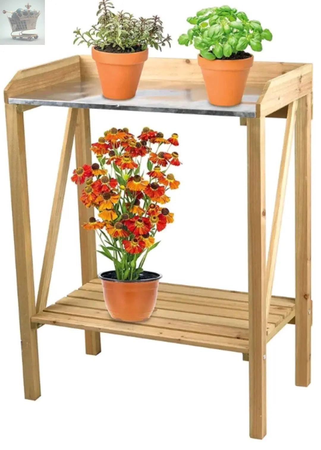 Wooden Potting Table Garden Bench Greenhouse Staging Shelf Decking Work Station Royalcart