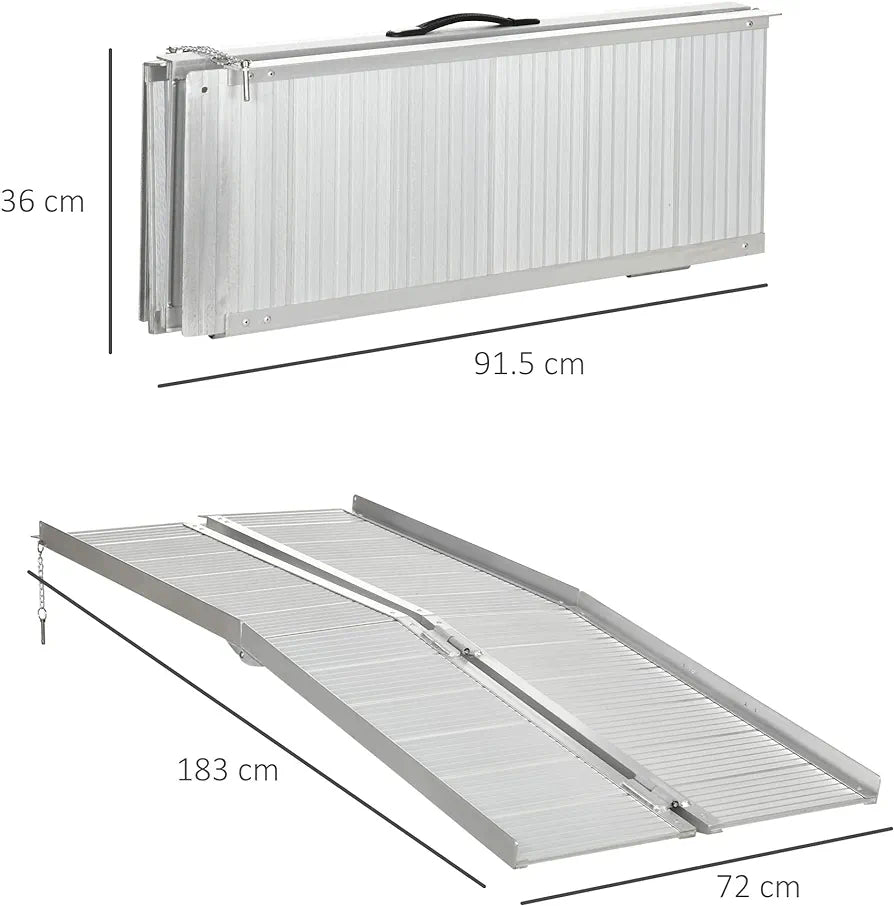 Folding Aluminum Wheelchair Ramp Portable Assist Suitcase Access Aid Disabled 6ft