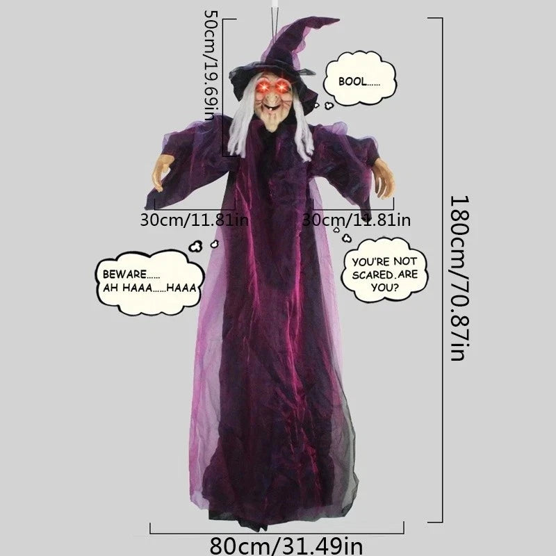 Halloween Life Size Talking Witch Animated Spooky Animatronic Witch Scary Decor
