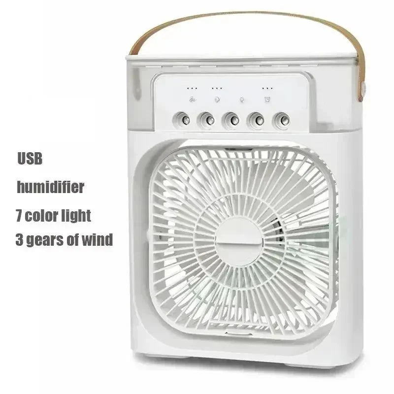 3 In 1 Mini Air Cooler Fan Humidifier USB Portable 7 Color LED Night Light 600ML
