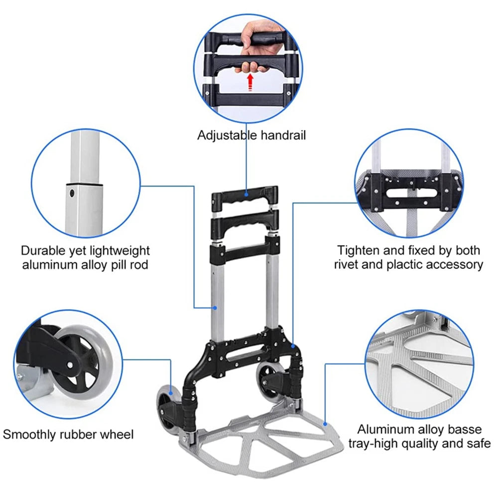 100kg Hand Truck Heavy Duty Aluminium Folding Sack Truck Industrial Trolley UK