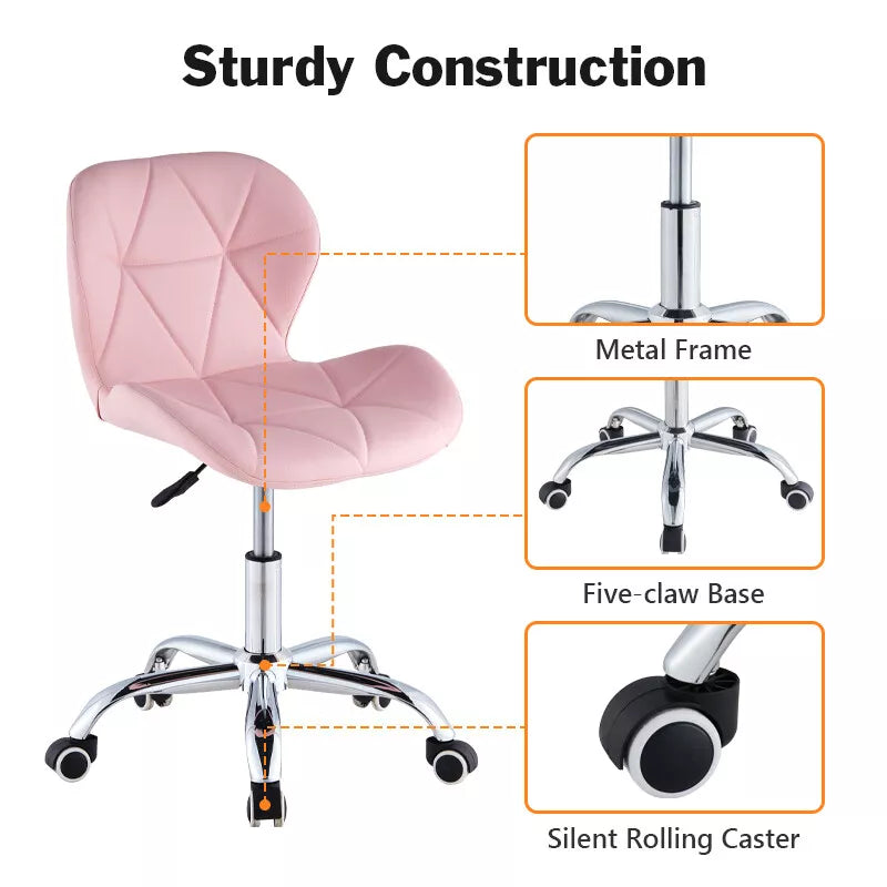 Computer Desk Office Chair Chrome Legs Lift Swivel Adjustable Height