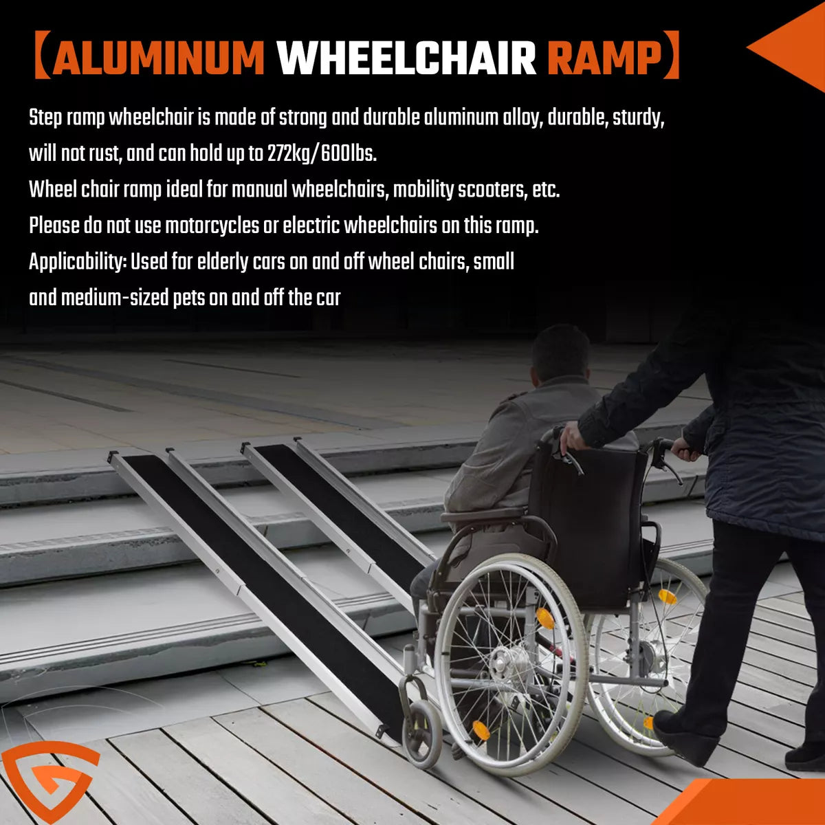 5ft (150cm) Folding Portable Wheelchair Ramp Mobility Scooter Home/Car Threshold