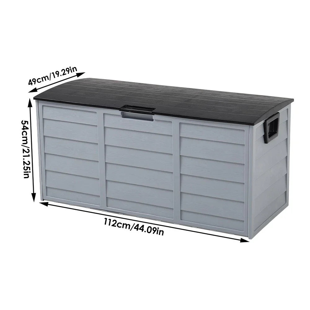 Garden 290 Litre Large Outdoor Storage Box Garden Patio Plastic Chest Lid Container Tool Box