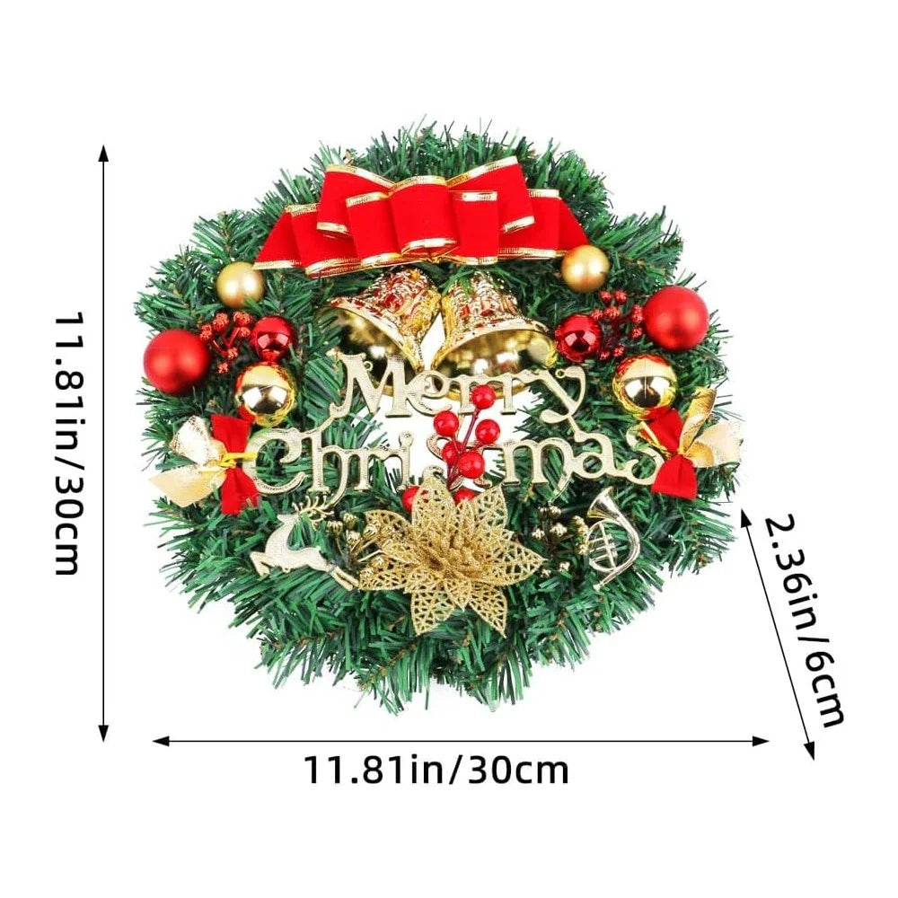 LED Christmas Wreath For Front Door Garland Christmas Xmas Ball Decor Outdoor