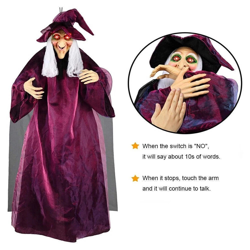 Halloween Life Size Talking Witch Scary Decor Animated Spooky Animatronic Witch