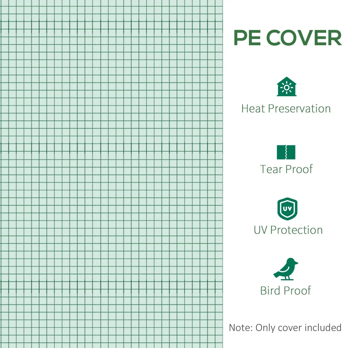 Replacement Cover Only Polytunnel Greenhouse Pollytunnel Gardening Door Windows 3x2x2m