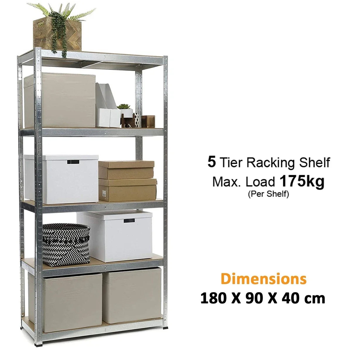 5 Tier Racking Shelf Heavy Duty 180x90x40cm Fast Shipping