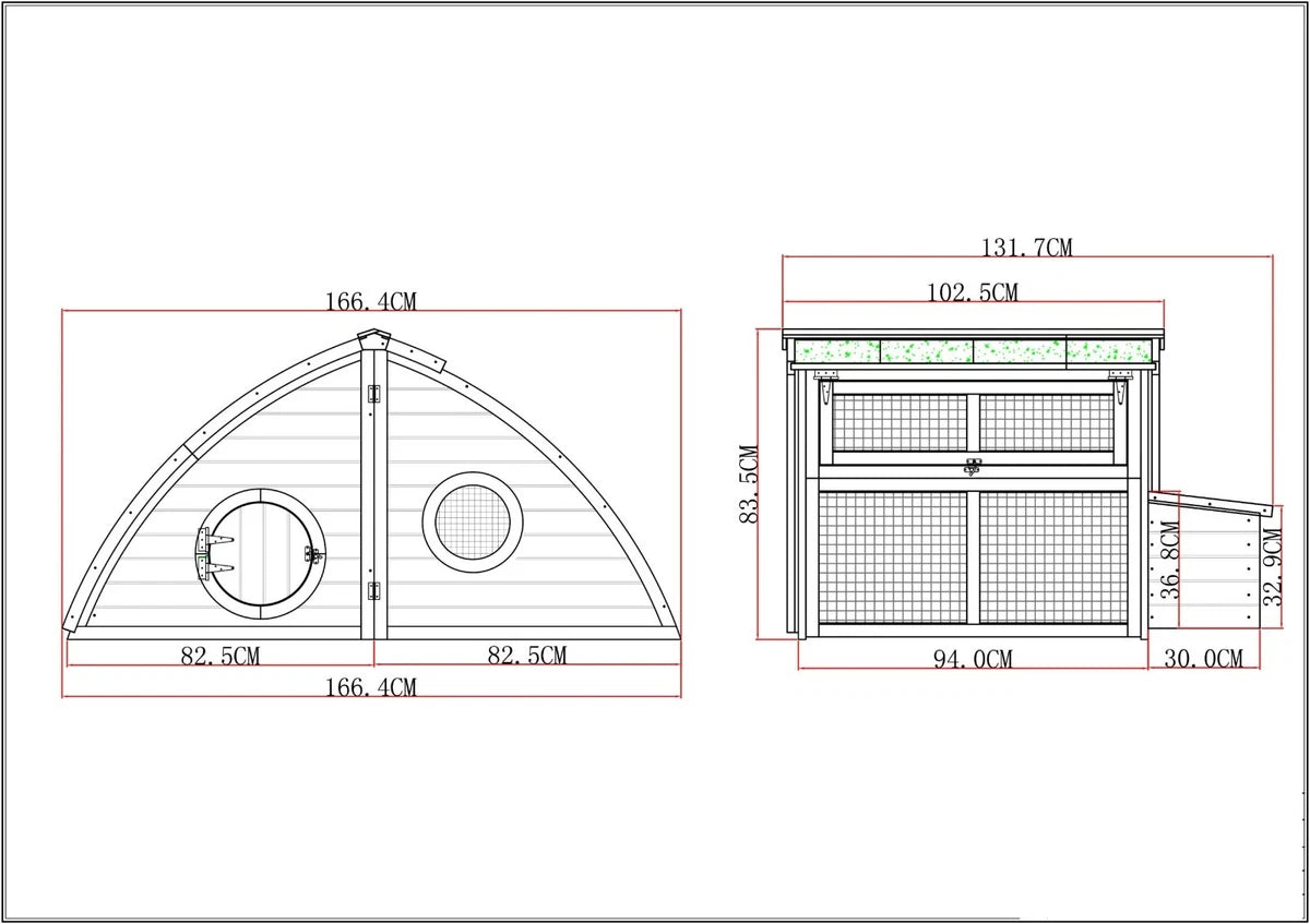 LARGE CHICKEN COOP CHICKEN HOUSE HATCHED HALF MOON HEN HOUSE RABBIT HUTCH