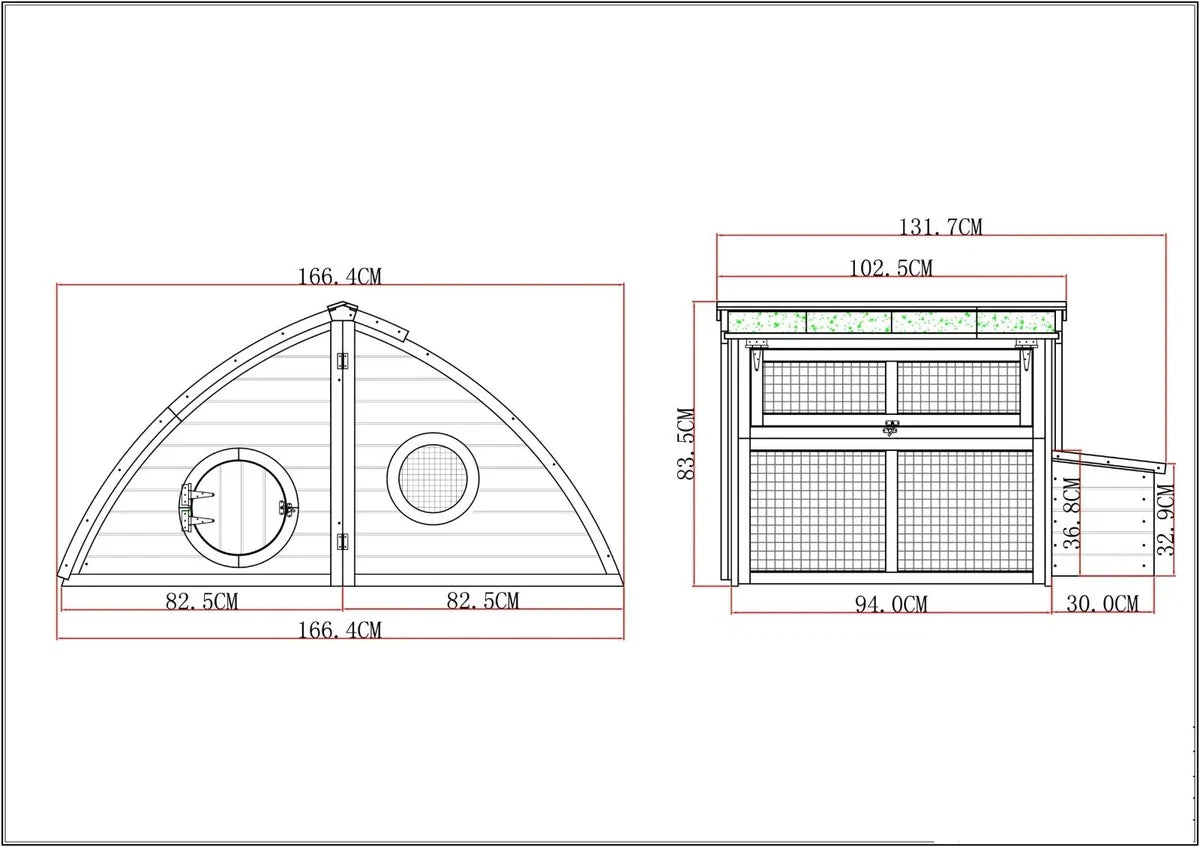 LARGE CHICKEN COOP CHICKEN HOUSE HATCHED HALF MOON HEN HOUSE RABBIT HUTCH