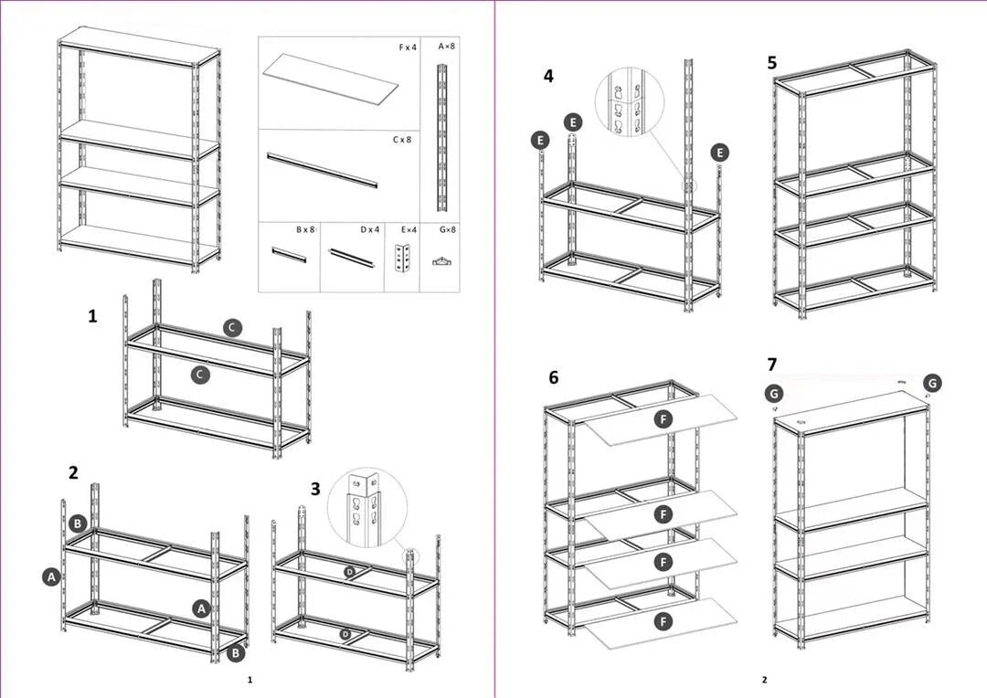 Boltless 4 Tier Racking Garage Shelving Storage Steel Unit 150X75X30 CM