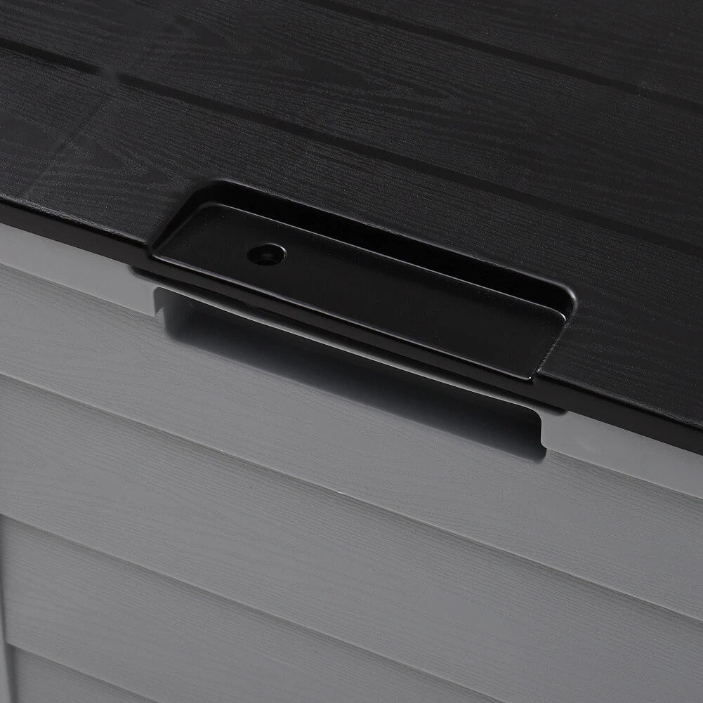 LARGE PLASTIC GARDEN STORAGE BOX OUTDOOR WATERPROOF DECK CONTAINER CHEST SHED