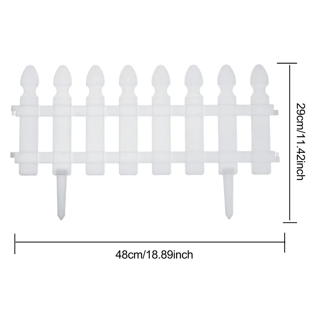 12 WHITE PLASTIC PICKET FENCING WOODEN EFFECT LAWN BORDER EDGE GARDEN EDGING