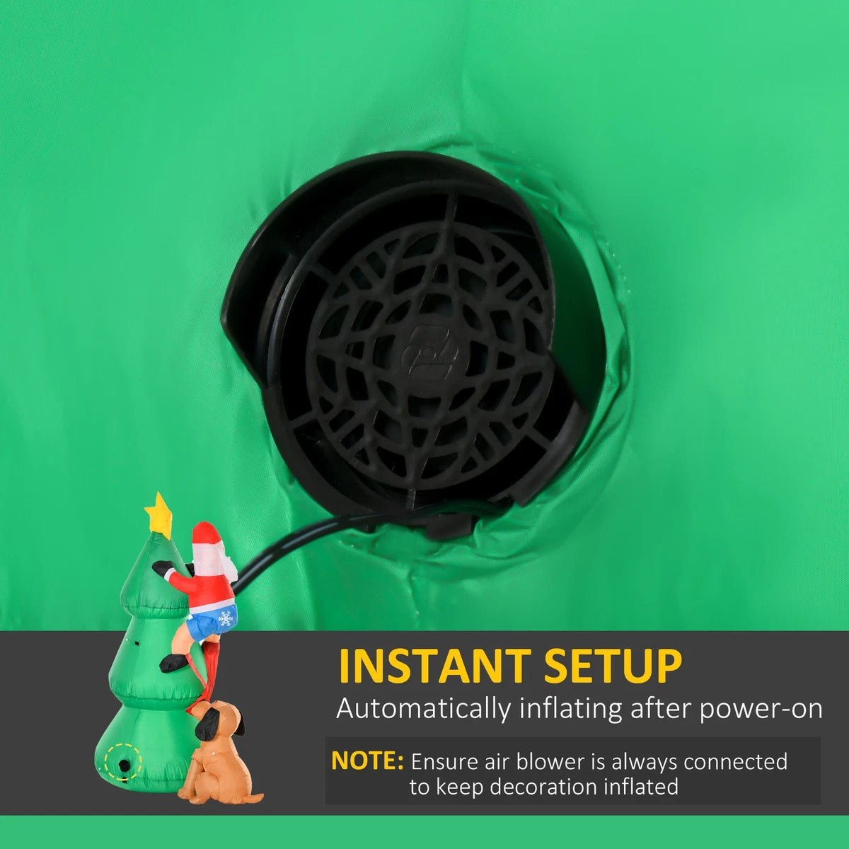 6ft Inflatable Christmas Tree, LED Lighted with Santa Claus Dog Decoration