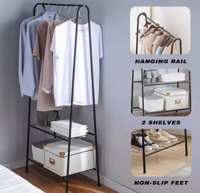 Metal Clothes Rail Hanging Rack Garment Display Stand Storage Shelf