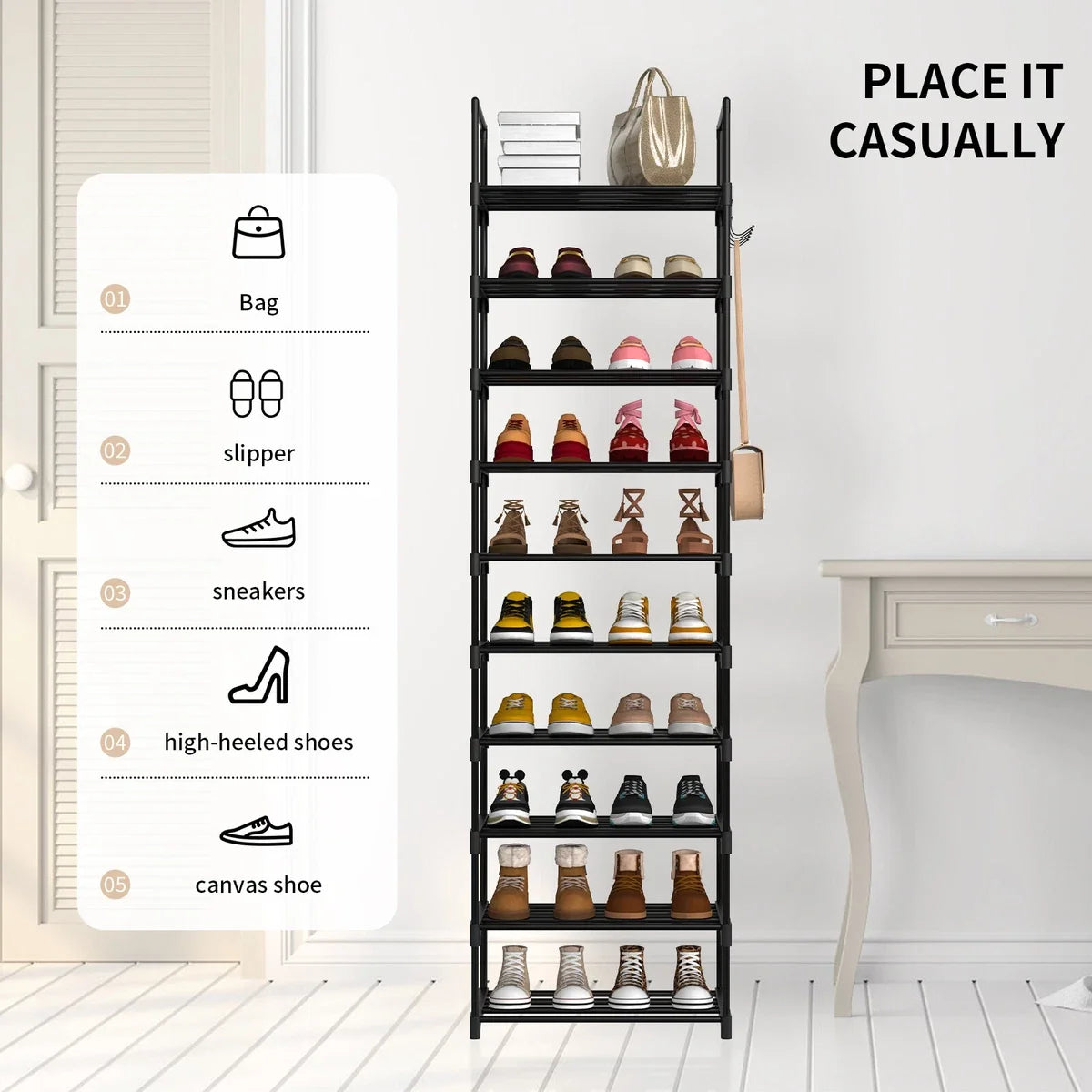 10 Tier Stackable Shoes Heels Storage