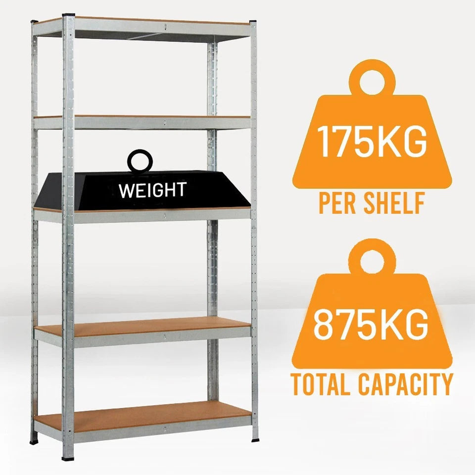 4 Bays Metal 5 Tier Garage Shelves Shelving Unit Racking Storage 180 x 90 x 40cm 4x