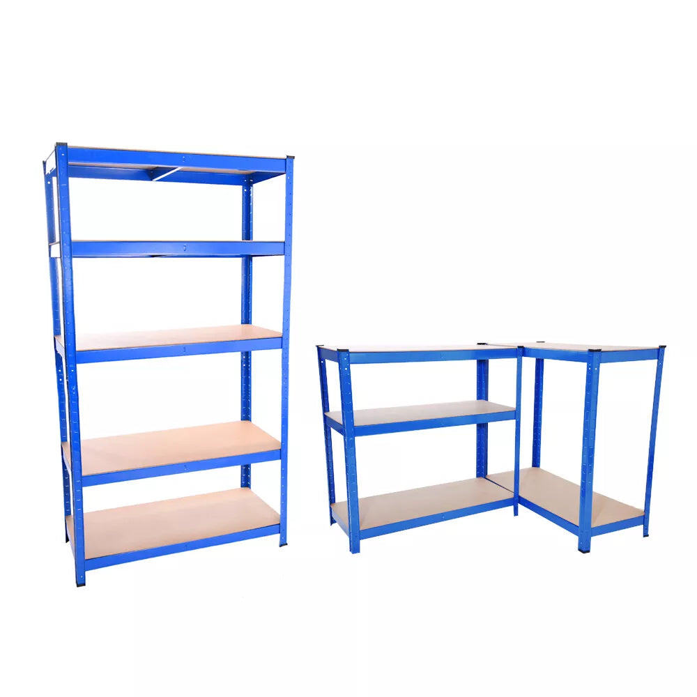 5 Tier Racking Shelf Heavy Duty 150x75x30cm Steel Garage Shelving Unit Garden Shed Shelving Blue