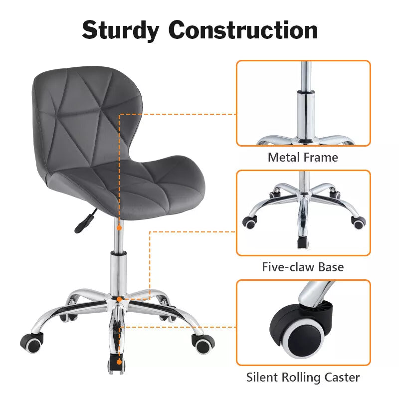 Computer Desk Office Chair Chrome Legs Lift Swivel Adjustable Height