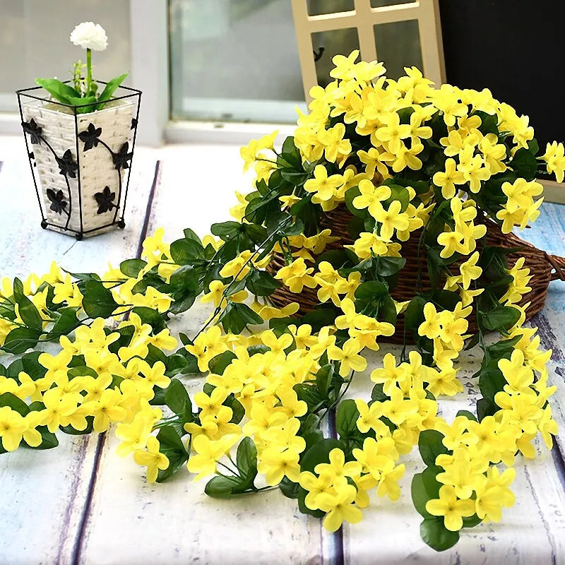 Artificial Fake Hanging Violet Flowers Vine With Basket Home Garden Decor Indoor 1pcs