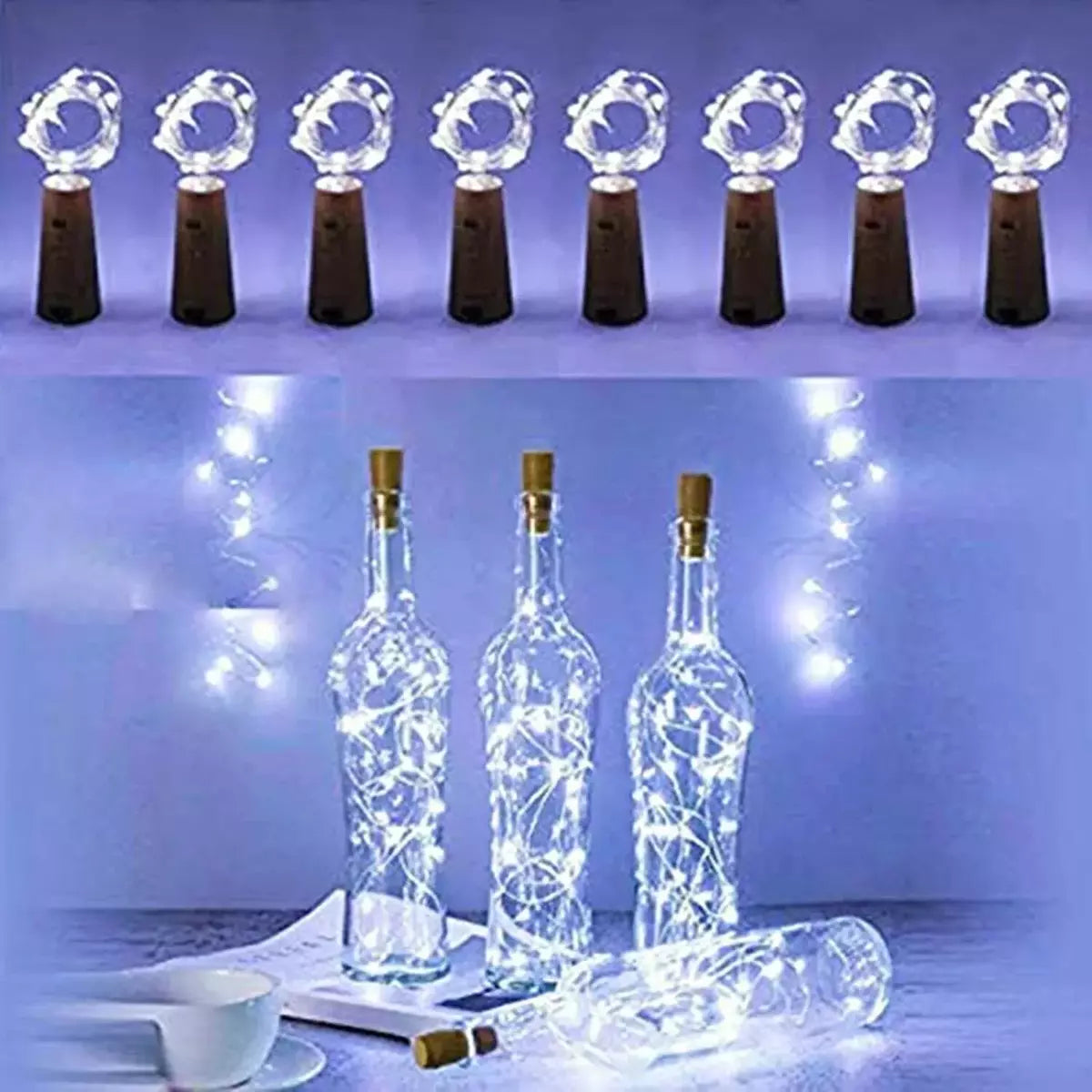 12 Pack Bottle Lights String Lights Wine Lights with Cork 2M 20 LEDs for Party