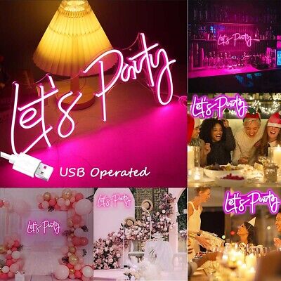 Let's Party LED Neon Sign Lights Hanging Display Light Wall Bar Wedding Decor UK