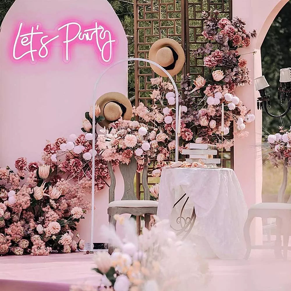 Let's Party LED Neon Sign Lights Hanging Display Light Wall Bar Wedding Decor UK