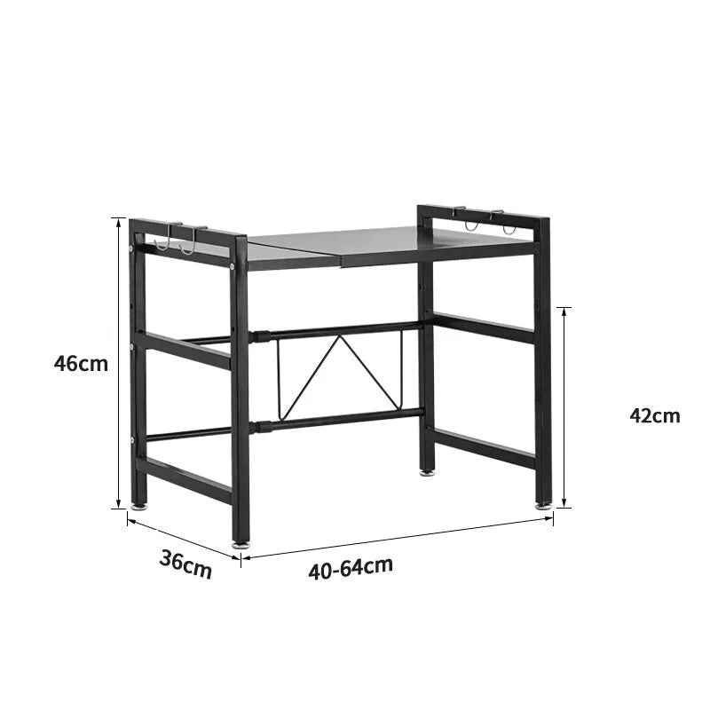 2 Tier Expandable Microwave oven Rack Stand Storage Holder Kitchen Corner Shelf